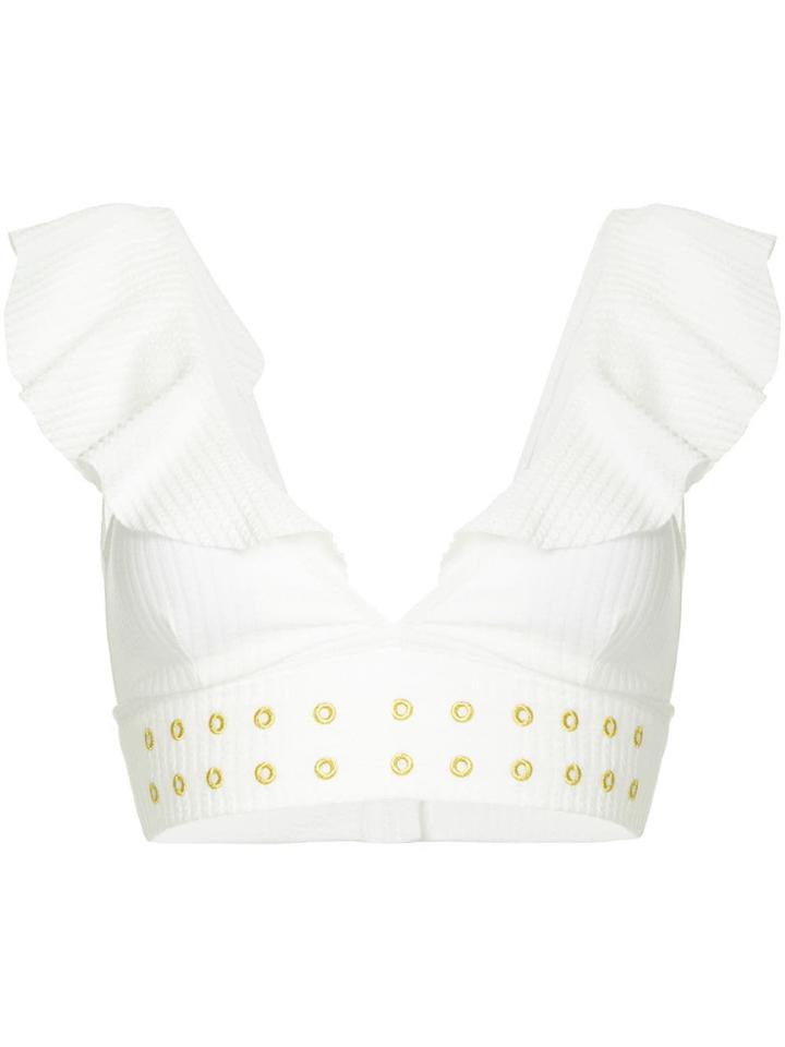 Duskii Sunrise Ruffled Bikini Top - White