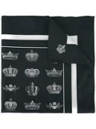 Dolce & Gabbana Crown Print Scarf, Men's, Black, Cotton