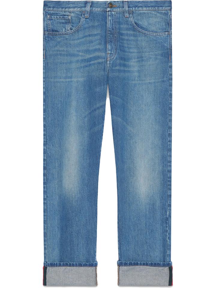Gucci Denim Pant With Web - Blue