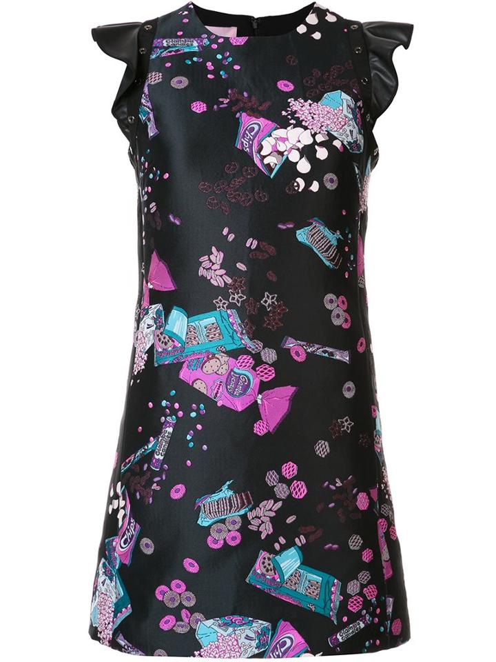Giamba Ruffled Shortsleeves Flared Dress