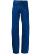 Y/project Striped Straight Leg Jeans - Blue