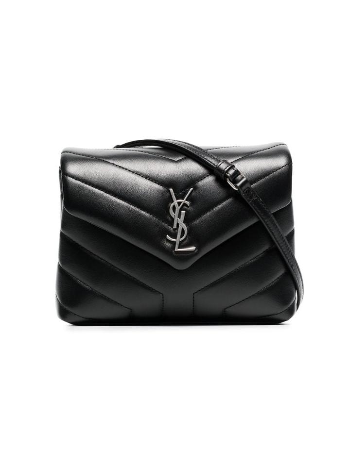 Saint Laurent Black Monogram Detail Quilted Leather Bag