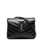 Saint Laurent Black Monogram Detail Quilted Leather Bag