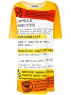 Moschino Prescription Print Shift Dress, Women's, Size: 42, Yellow/orange, Rayon/other Fibers