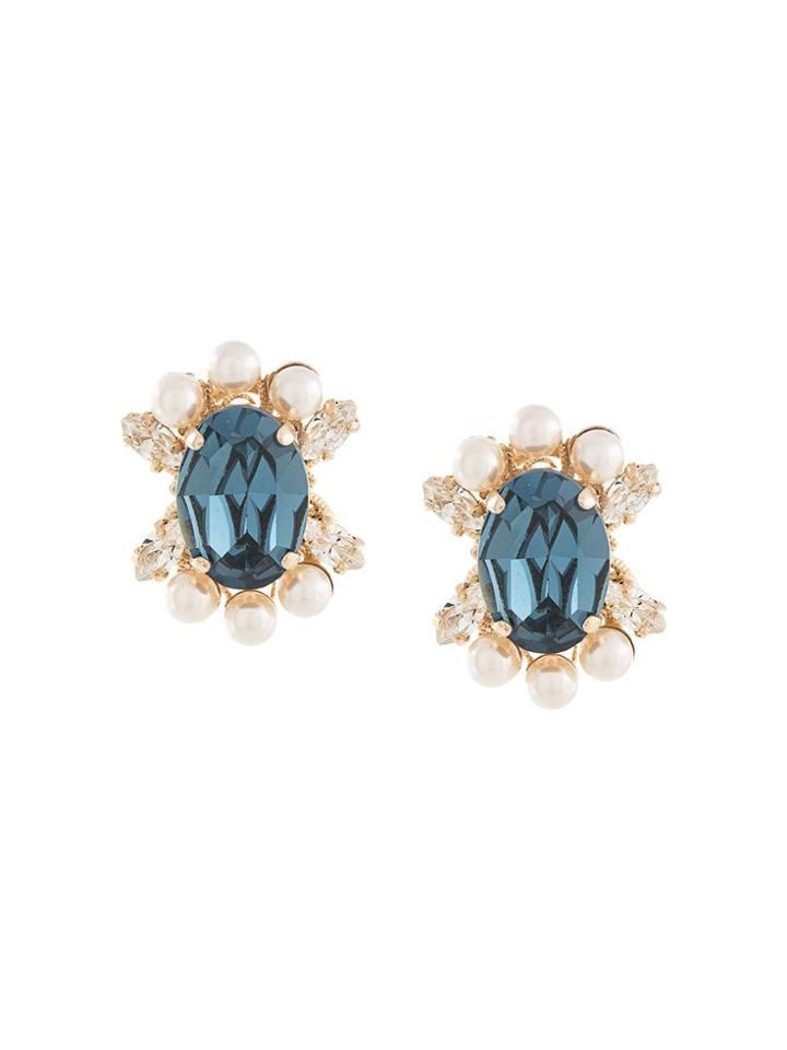 Anton Heunis Crystal And Pearl Flower Earrings - Gold