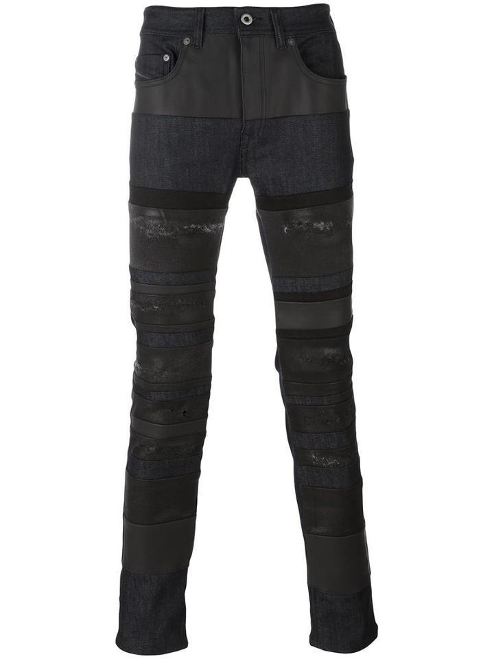 Diesel Black Gold Striped Detailing Jeans, Men's, Size: 29, Blue, Cotton/polyester/spandex/elastane