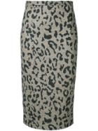 Max Mara Leopard Print Pencil Skirt - Grey