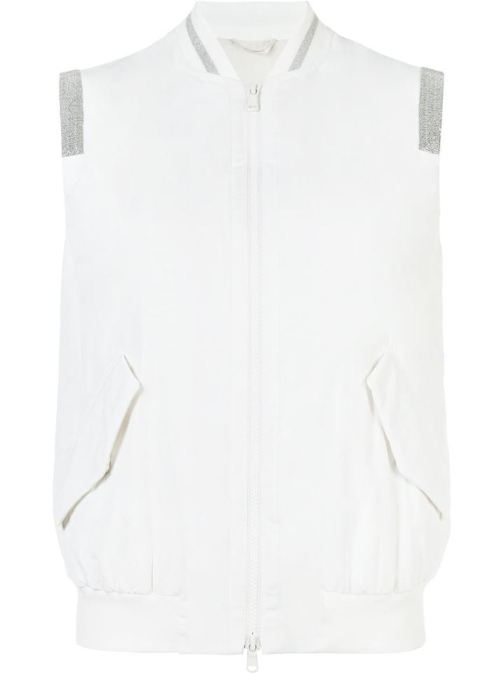 Brunello Cucinelli Zipped Vest, Women's, Size: 40, White, Silk/polyester