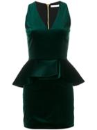 Pierre Balmain Peplum V-neck Dress - Green