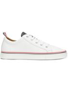 Thom Browne Striped Trim Sneakers, Men's, Size: 11, White, Leather/rubber