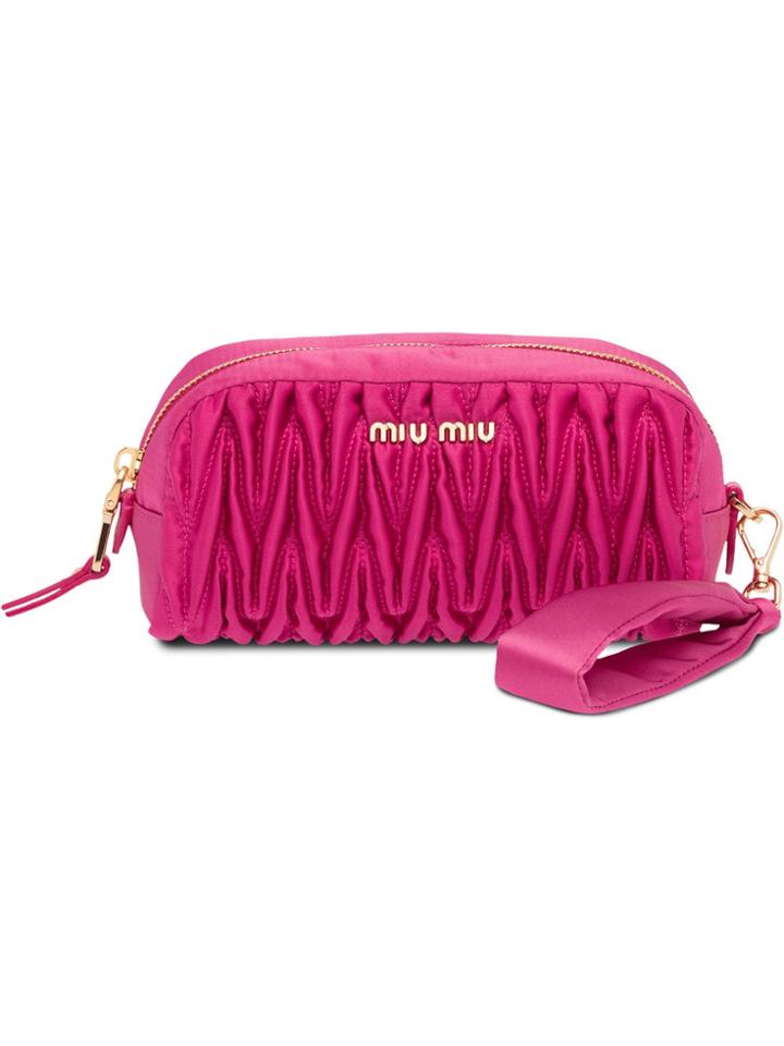 Miu Miu Matelassé Make Up Pouch - Pink & Purple