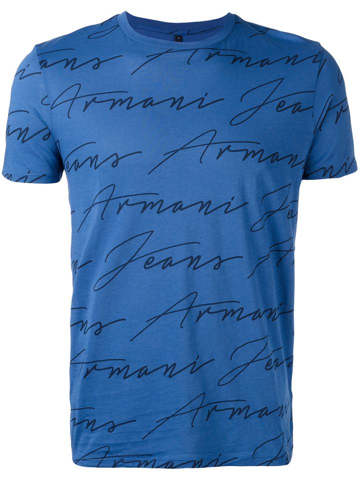 Armani Jeans - Lettering Print T-shirt - Men - Cotton - Xxl, Blue, Cotton