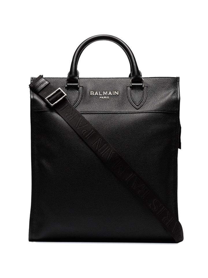 Balmain Black Oversized Leather Tote
