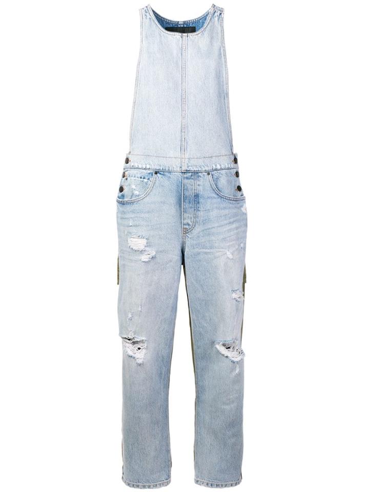 Alexander Wang Contrast Back Denim Dungarees - Blue