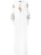 Embroidered Poet Sleeve Maxi Dress - Women - Cotton - 40, White, Cotton, Wandering
