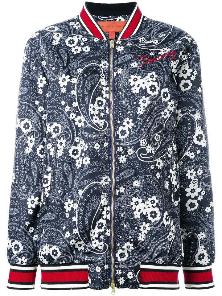 Hilfiger Collection Floral Print Bomber Jacket, Women's, Size: 36, Blue, Polyamide/polyester/viscose