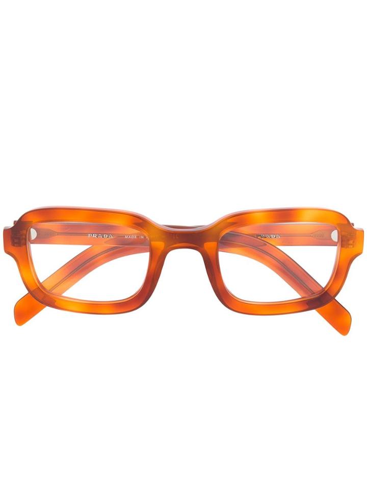 Prada Eyewear Rectangular Frame Glasses - Orange