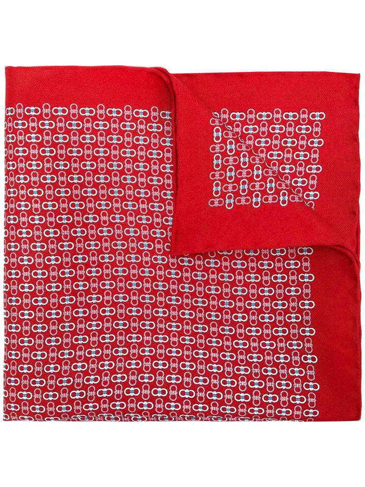 Salvatore Ferragamo Double Gancio Print Scarf - Red