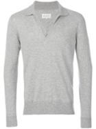 Maison Margiela - Contrast Trim Polo Collar Jumper - Men - Wool - L, Grey, Wool