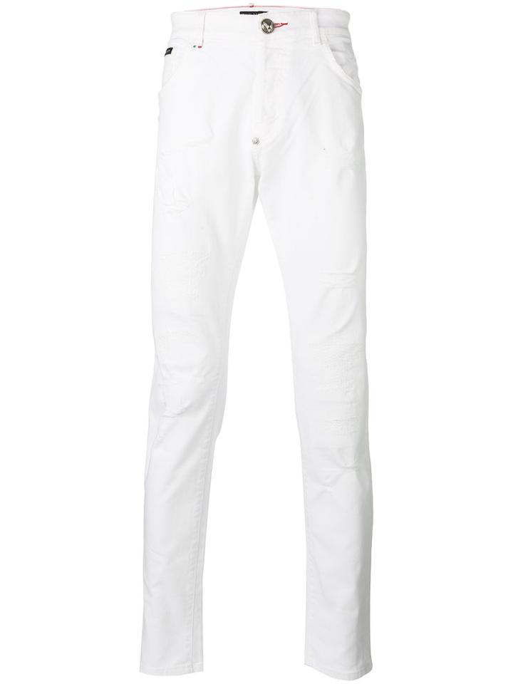 Philipp Plein Dream Super Straight Jeans, Men's, Size: 32, White, Cotton/spandex/elastane
