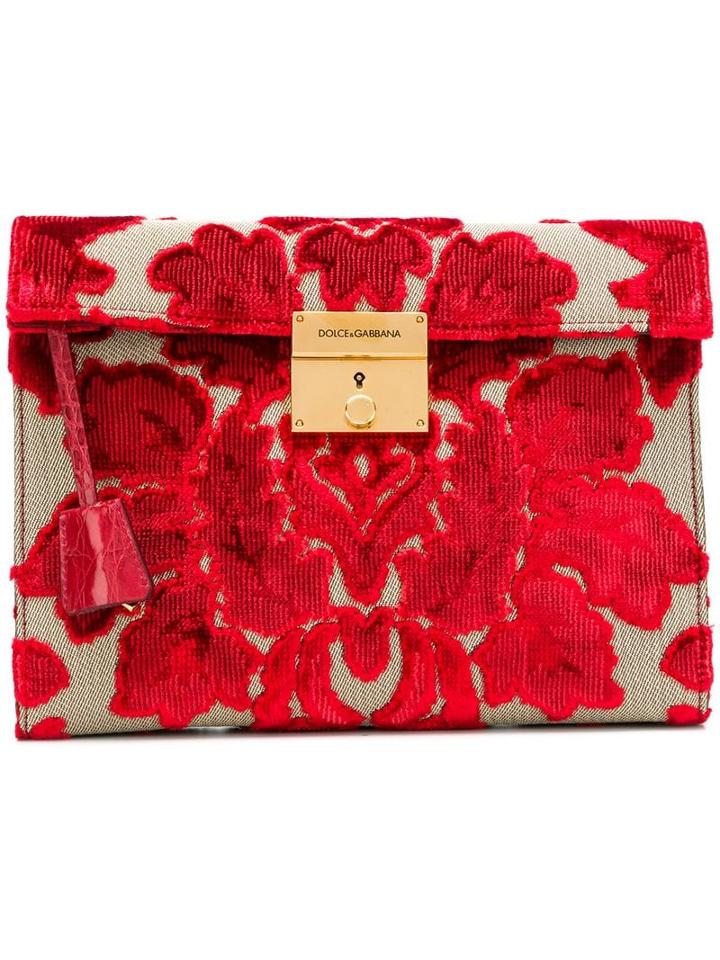 Dolce & Gabbana Brocade Clutch - Red