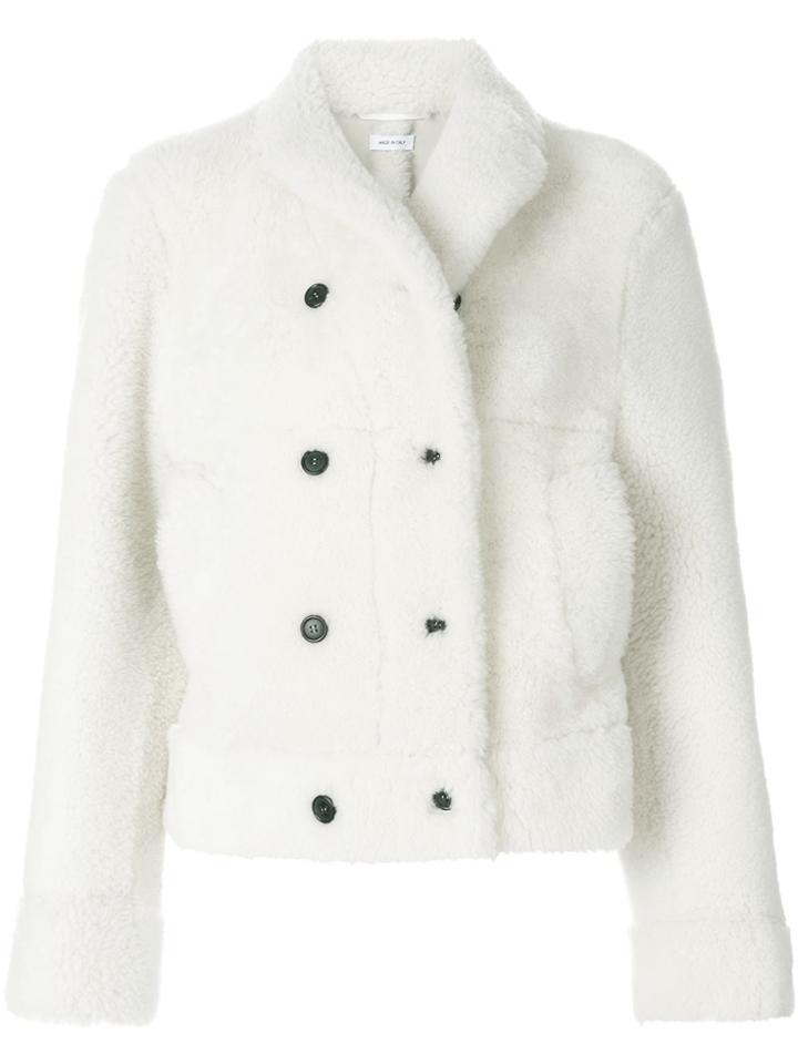Thom Browne High-break Belted Sport Coat In Dyed Shearling - White