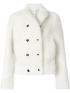 Thom Browne High-break Belted Sport Coat In Dyed Shearling - White
