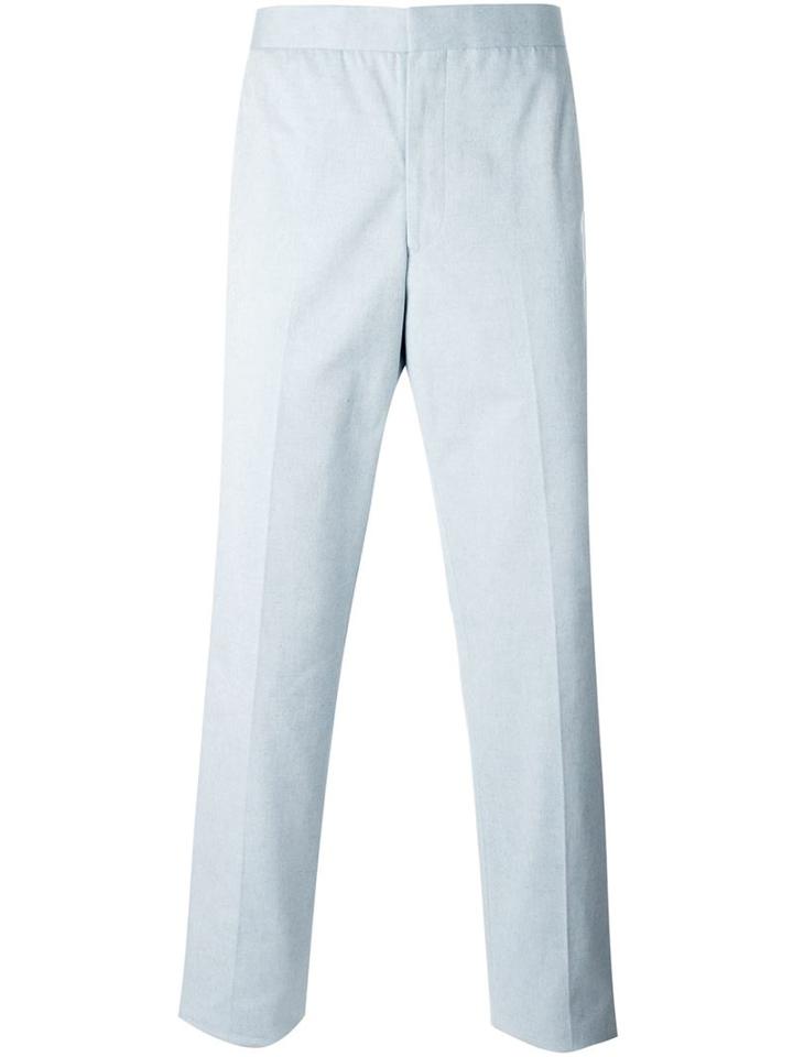 Thom Browne Straight Leg Trousers, Men's, Size: 4, Blue, Cotton/cupro