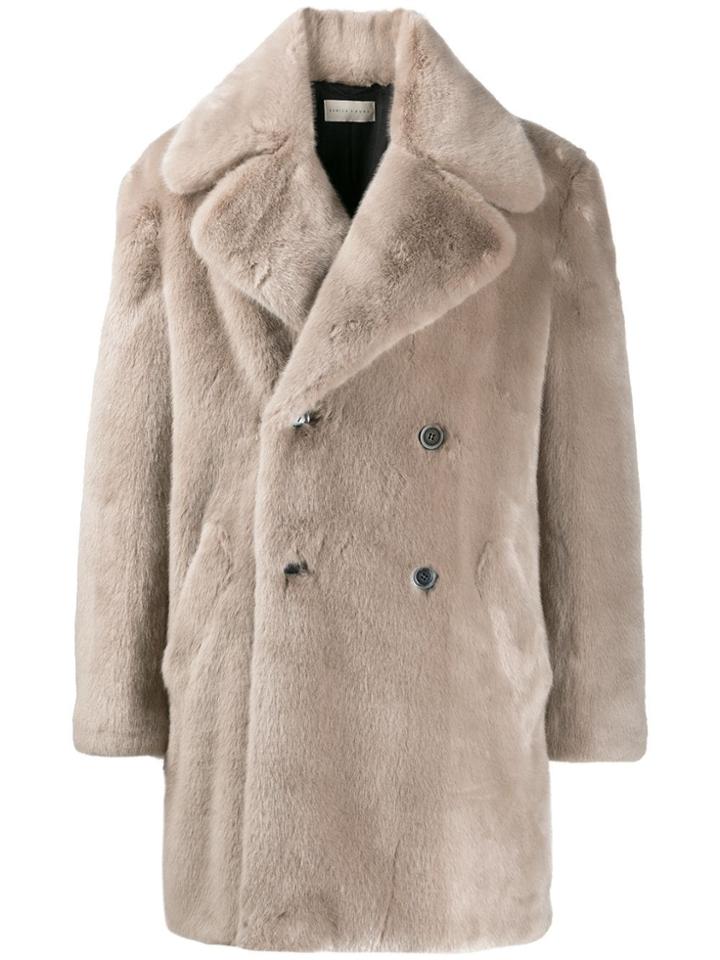Paura Double-breasted Fur Coat - Neutrals