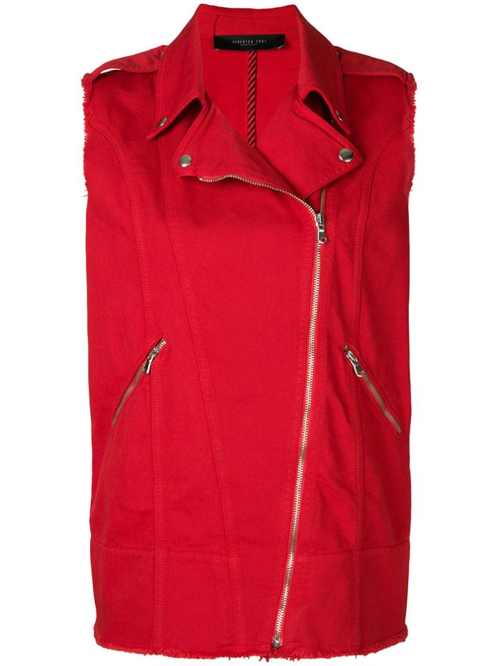 Federica Tosi Off-centre Front Zip Gilet - Red