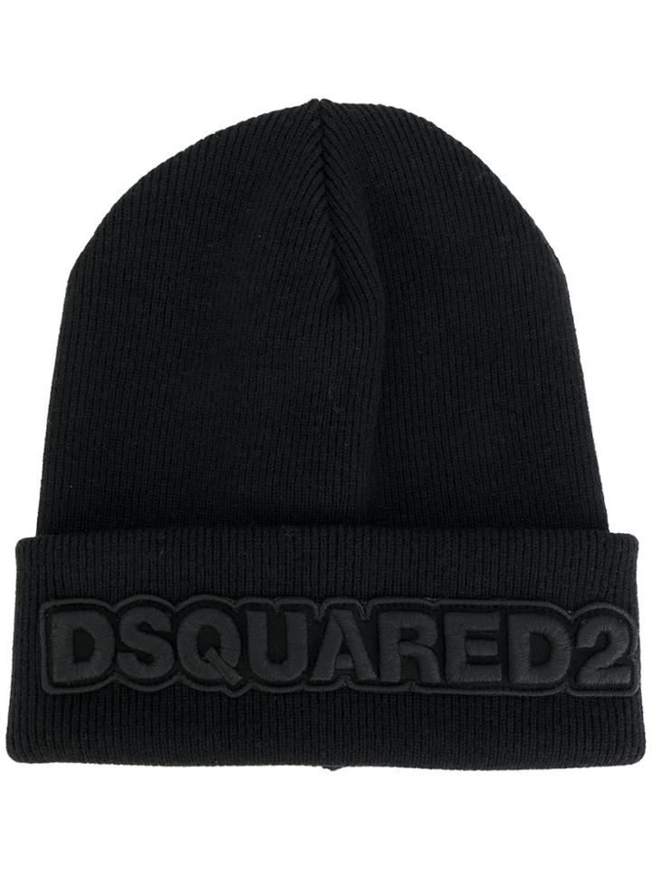 Dsquared2 Embroidered Beanie - Black
