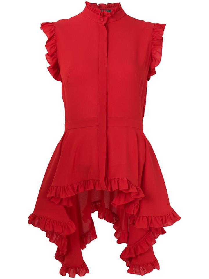 Alexander Mcqueen Asymmetric Ruffle Blouse - Red