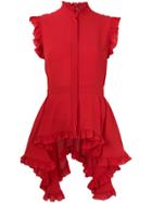 Alexander Mcqueen Asymmetric Ruffle Blouse - Red