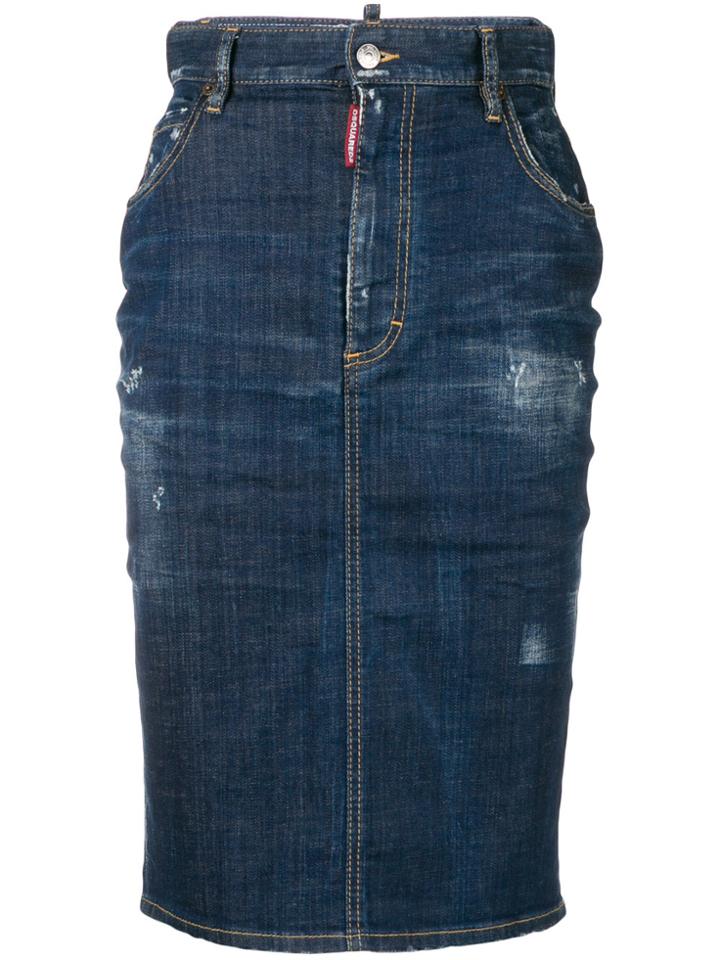 Dsquared2 Stretch Pencil Denim Skirt - Blue
