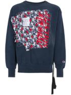 Election Reform Floral Embroidered Cotton Blend Sweatshirt - Blue
