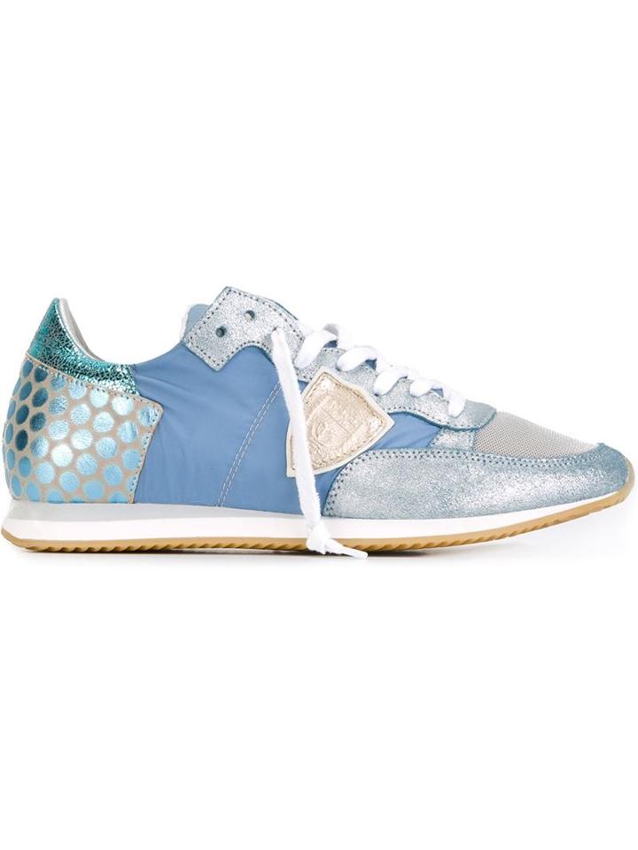 Philippe Model Panelled Sneakers, Women's, Size: 36, Blue, Nylon/leather/rubber
