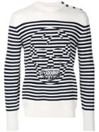 Alexander Mcqueen Striped Skull Jumper - White