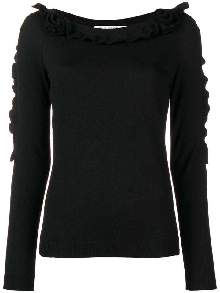 Philosophy Di Lorenzo Serafini Ruffled Cardigan Shirt - Black