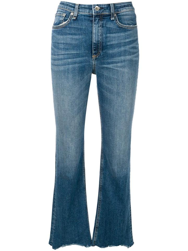 Rag & Bone Frayed-hem Flared Jeans - Blue