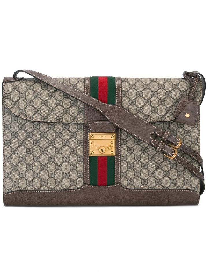 Gucci - Web Gg Supreme Shoulder Bag - Men - Polyurethane - One Size, Nude/neutrals, Polyurethane