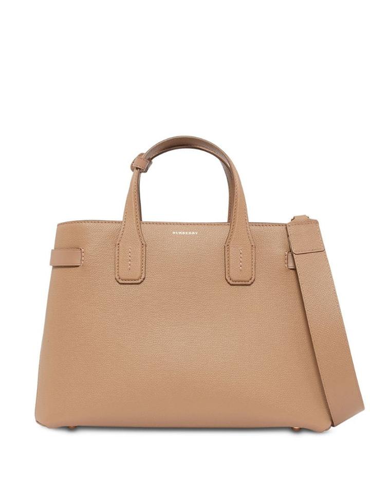 Burberry The Medium Banner In Leather And Vintage Check - Brown
