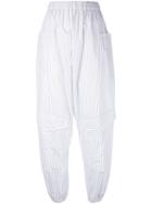 Chalayan Striped Balloon Trousers, Women's, Size: 40, White, Cotton