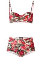 Dolce & Gabbana - Rose Print Bikini - Women - Nylon/spandex/elastane - 1, Pink/purple, Nylon/spandex/elastane