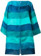Gianluca Capannolo - Striped Oversized Coat - Women - Silk - 42, Blue, Silk