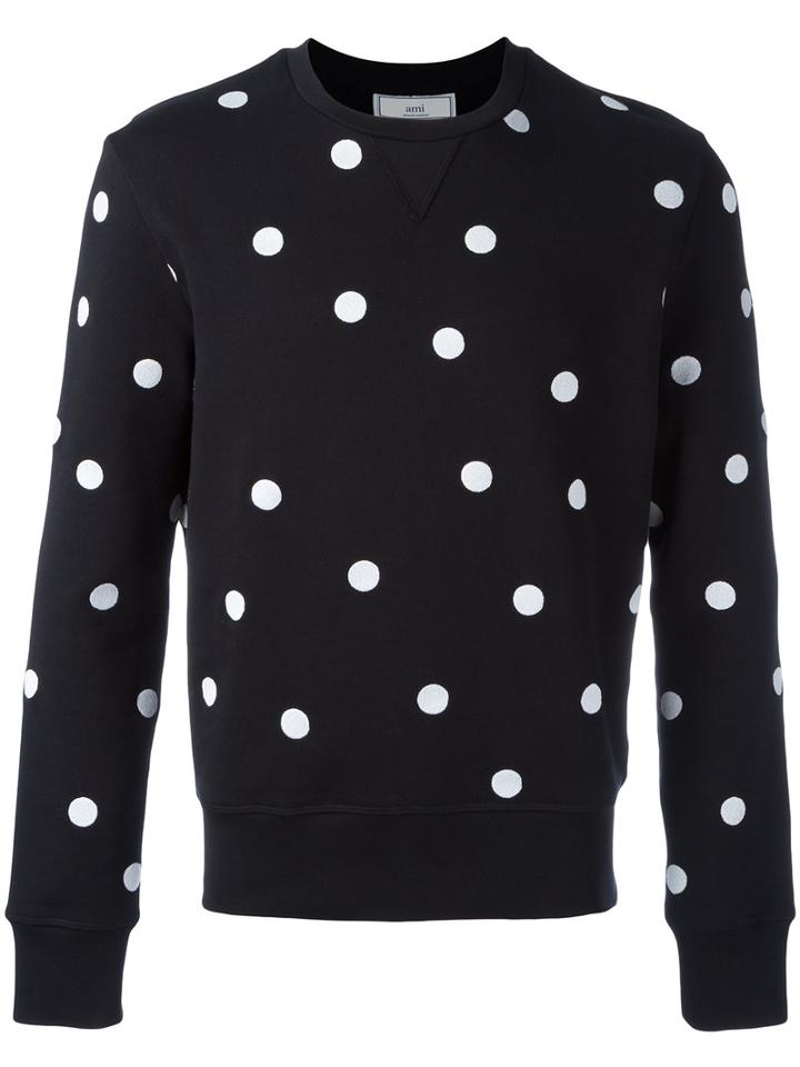 Ami Alexandre Mattiussi - Dot Embroidered Sweatshirt - Men - Cotton - M, Black, Cotton