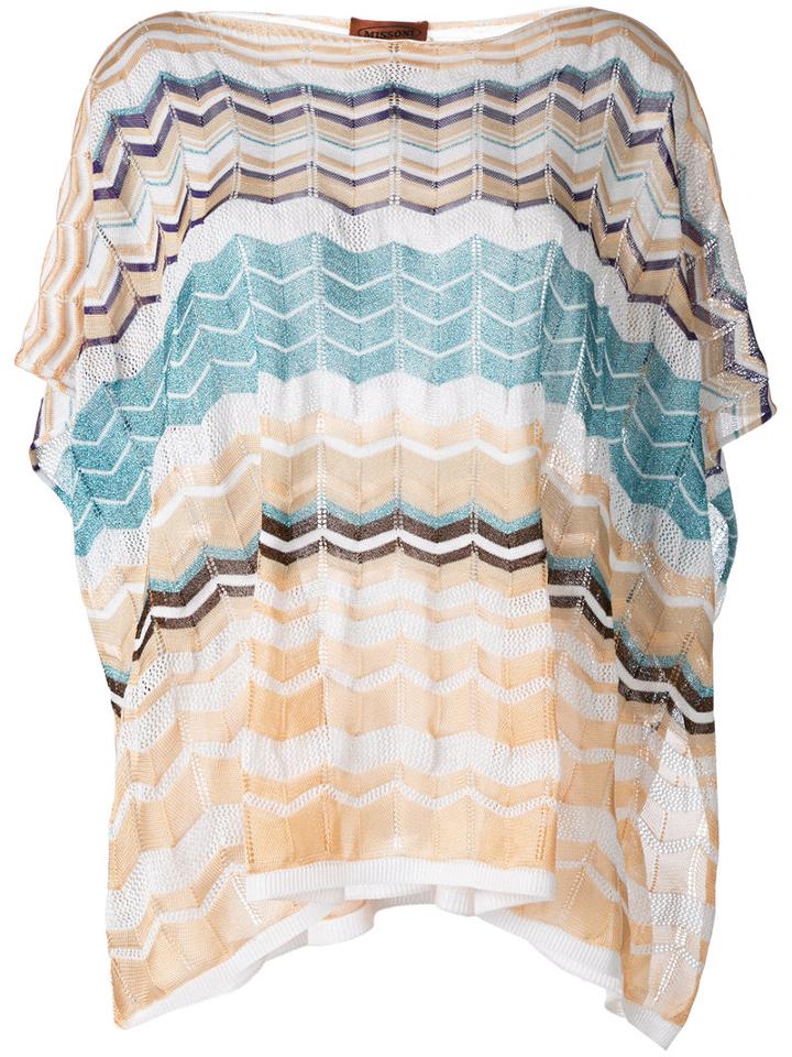 M Missoni Zig-zag Knitted Poncho Jumper, Women's, Cotton/viscose/polyester
