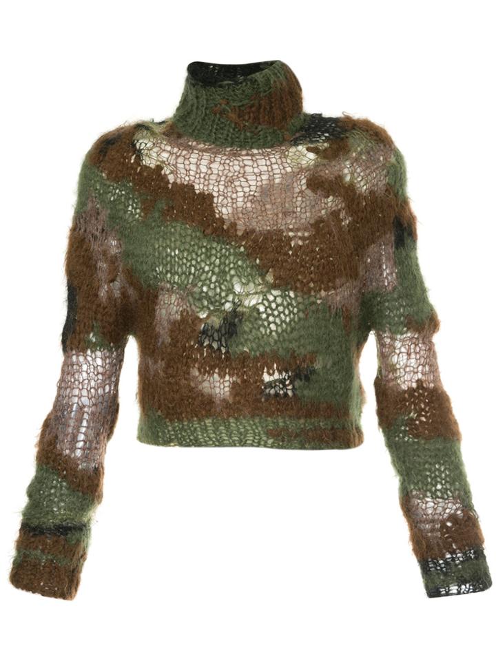 Comme Des Garçons Vintage Camouflage-patterned Turtleneck Sweater -