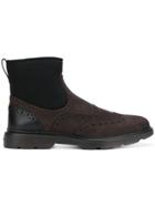 Hogan Contrast Ankle Boots - Brown