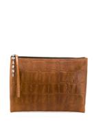 Marni Croco-embossed Clutch - Brown