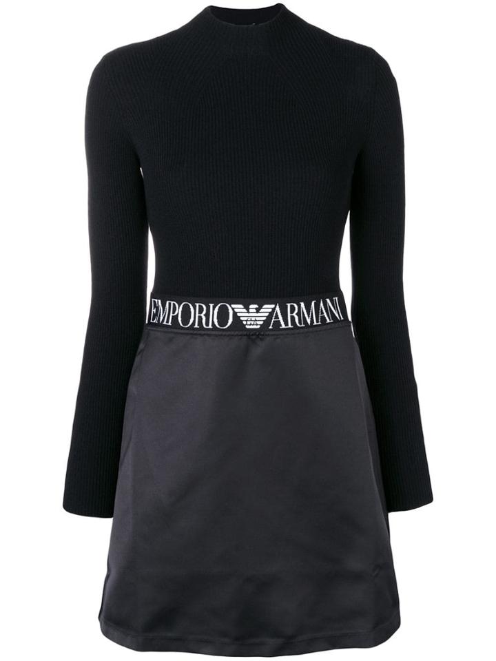 Emporio Armani Ribbed Logo Dress - Black